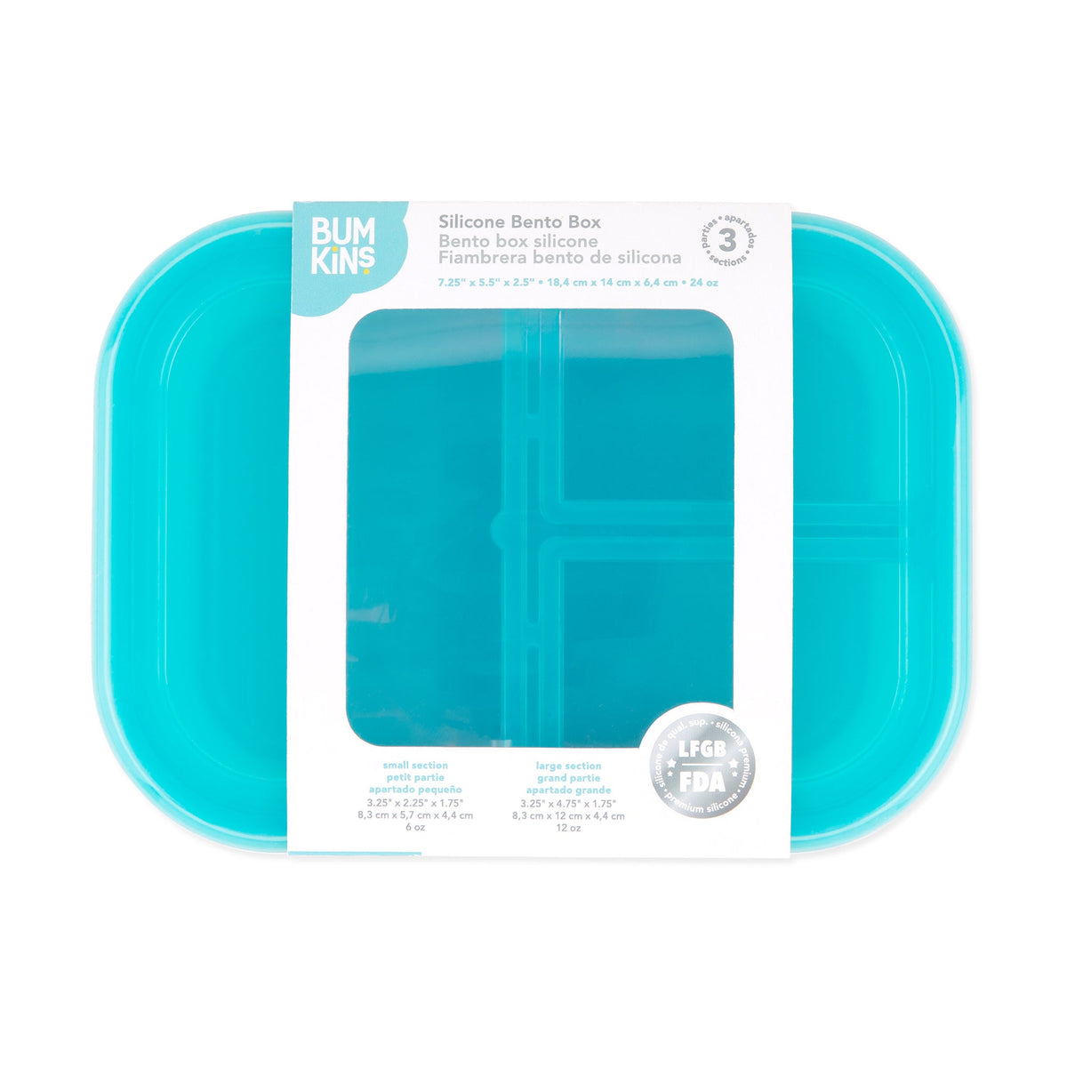 Bumkins Deals | Silicone Divided Bento Box for Food Storage, Blue Jelly