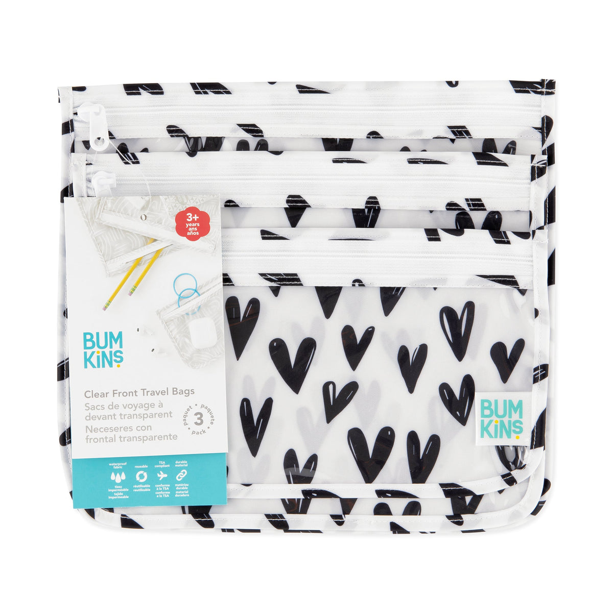 Bumkins Discount | Reusable TSA Compliant Quart Bags, Clear-Sided Travel Organizers – Hearts Baby