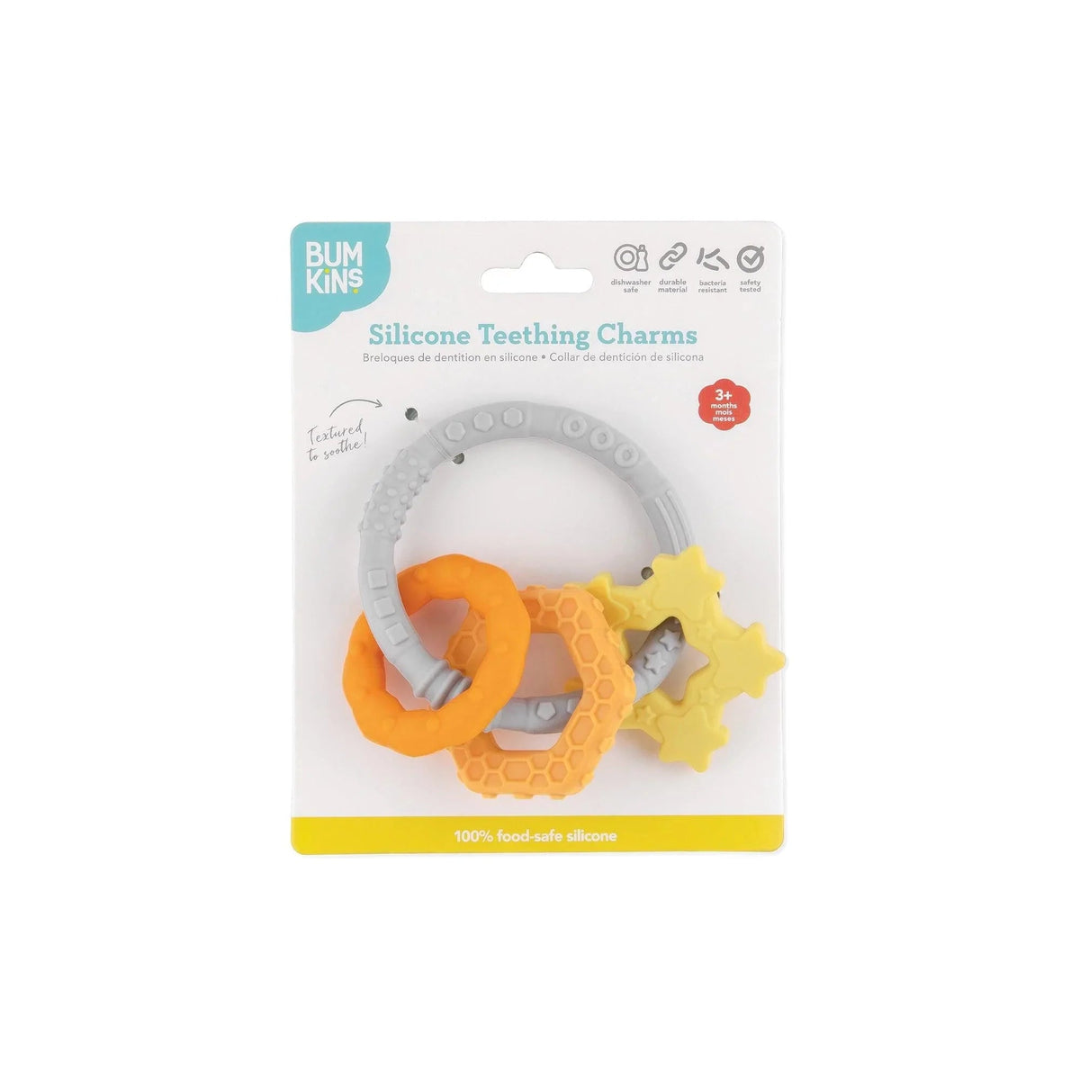 Bumkins Special Offer | Silicone Baby Teether Ring & Orange Charms for 3 mos up Baby