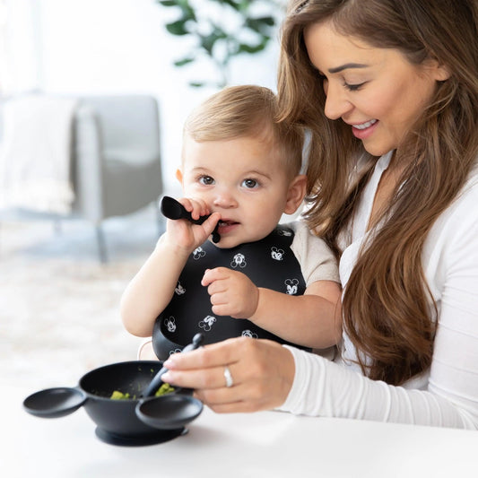 Bumkins Value | Disney Black and White Mickey & Minnie-Shaped Dipping Spoons