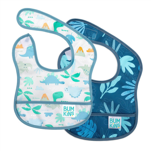 Bumkins Trusted | Starter Bib for Babies 6 to 24 months – Dinosaurs & Tropic Baby