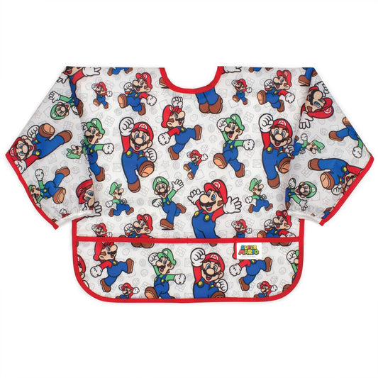Bumkins Value | Nintendo Sleeved Bib for Baby & Toddler 6 to 24 months – Mario Baby