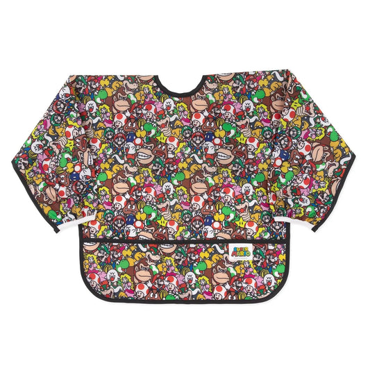 Bumkins Trending | Super Mario Mashup Sleeved Bib For Growing Gamers 3-5 yrs