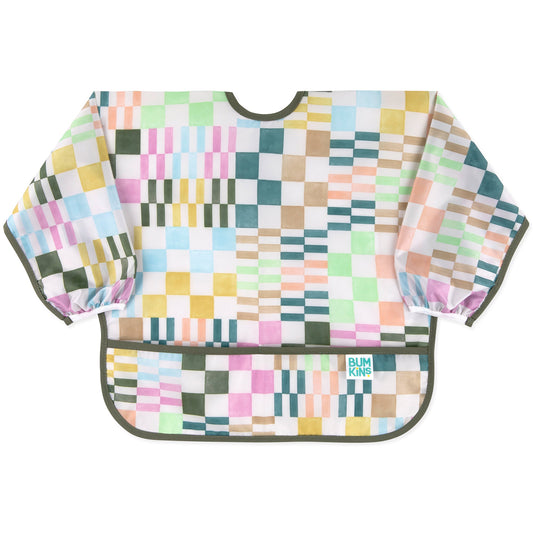 Bumkins Best Price | Motley Check Sleeved Bib | Waterproof, Reusable