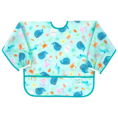 Bumkins Value | Ocean Theme Sleeved Bib For Meals At Home or On-The-Go