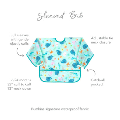 Bumkins Value | Ocean Theme Sleeved Bib For Meals At Home or On-The-Go