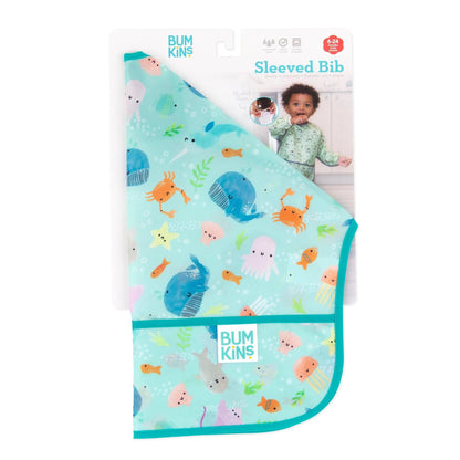 Bumkins Value | Ocean Theme Sleeved Bib For Meals At Home or On-The-Go