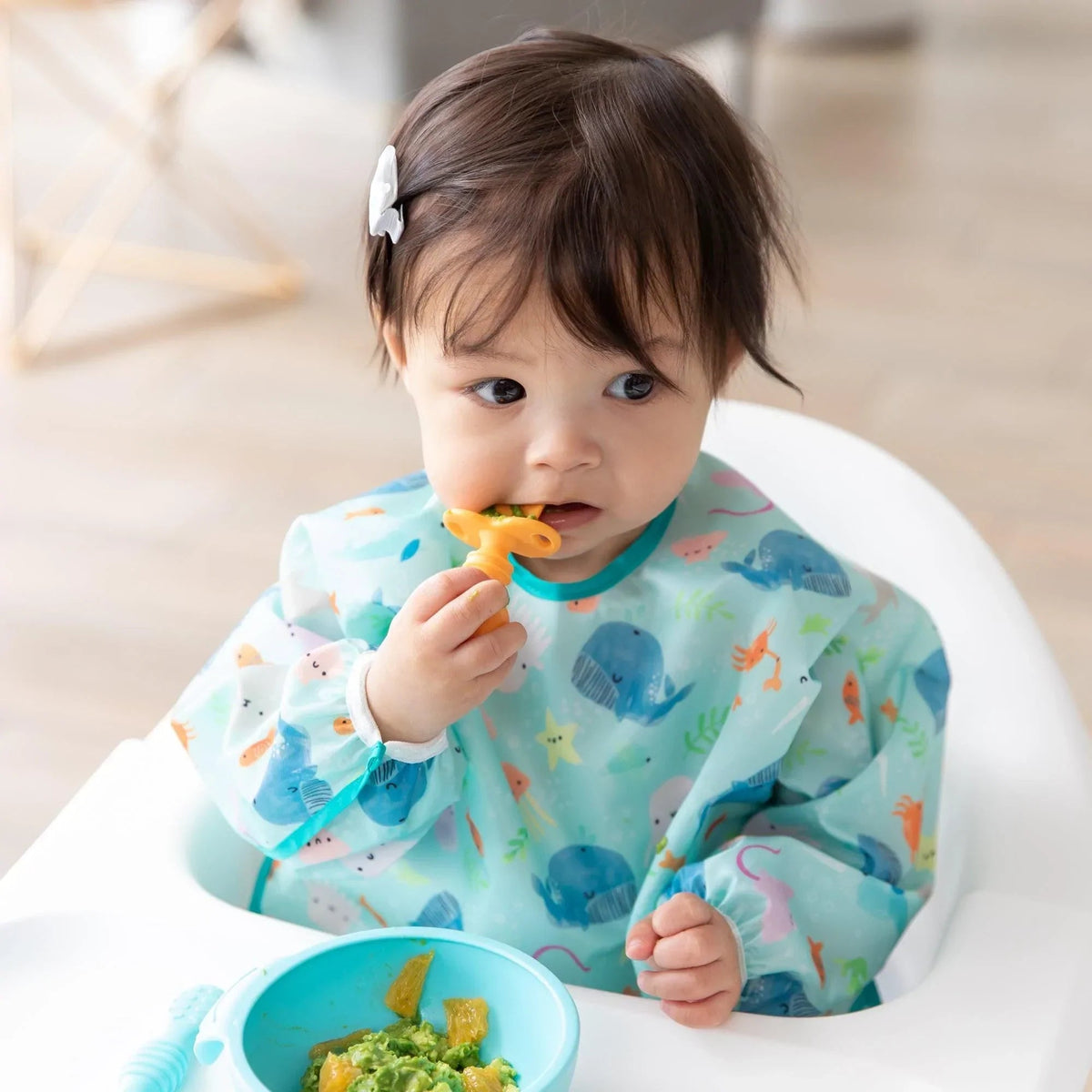 Bumkins Value | Ocean Theme Sleeved Bib For Meals At Home or On-The-Go