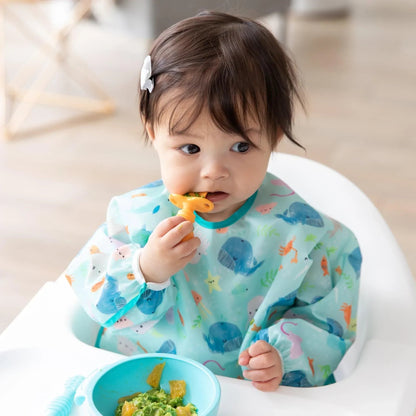 Bumkins Value | Ocean Theme Sleeved Bib For Meals At Home or On-The-Go