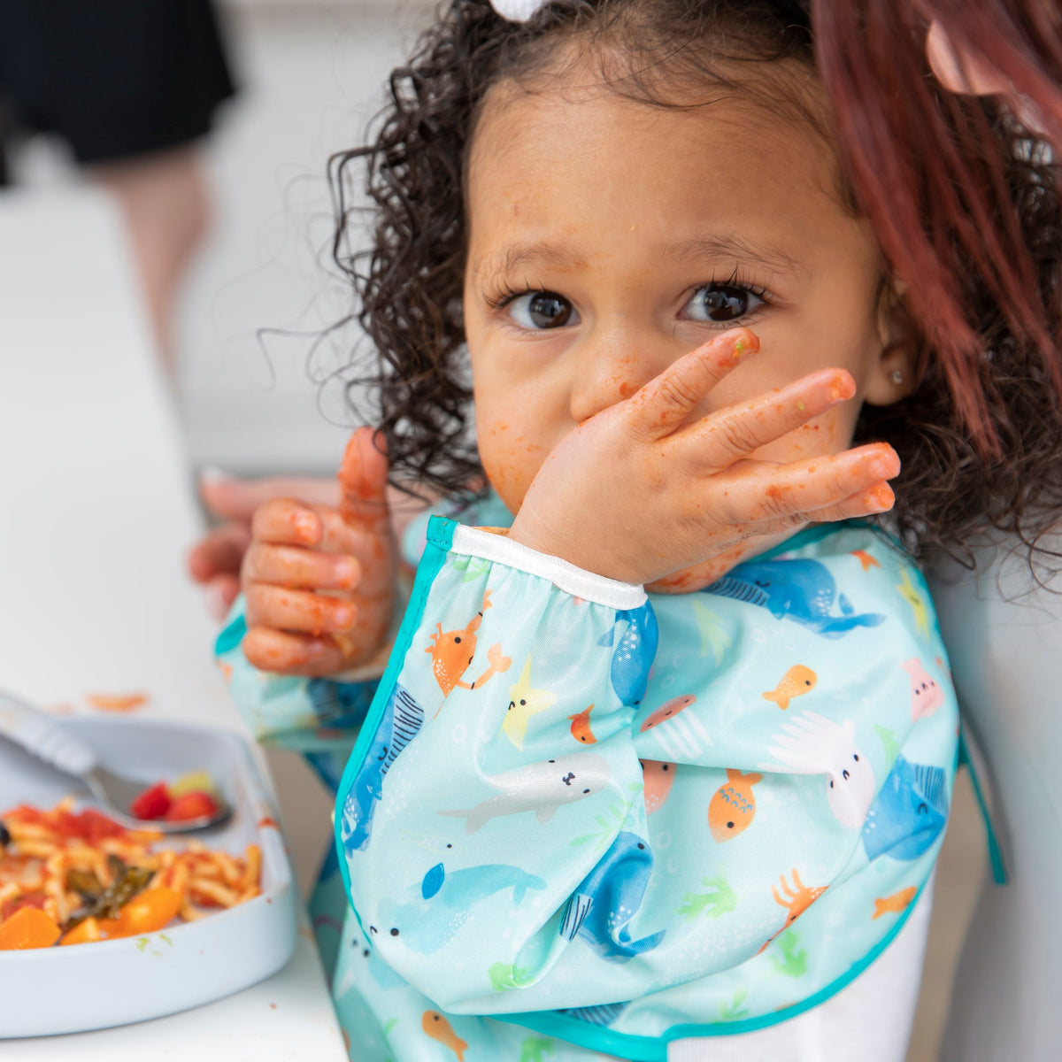 Bumkins Value | Ocean Theme Sleeved Bib For Meals At Home or On-The-Go