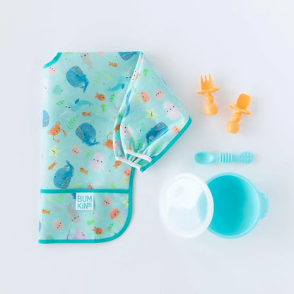 Bumkins Value | Ocean Theme Sleeved Bib For Meals At Home or On-The-Go