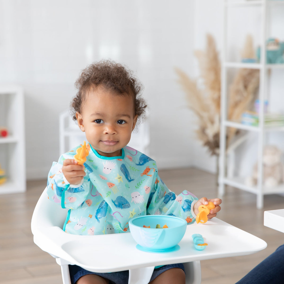 Bumkins Value | Ocean Theme Sleeved Bib For Meals At Home or On-The-Go