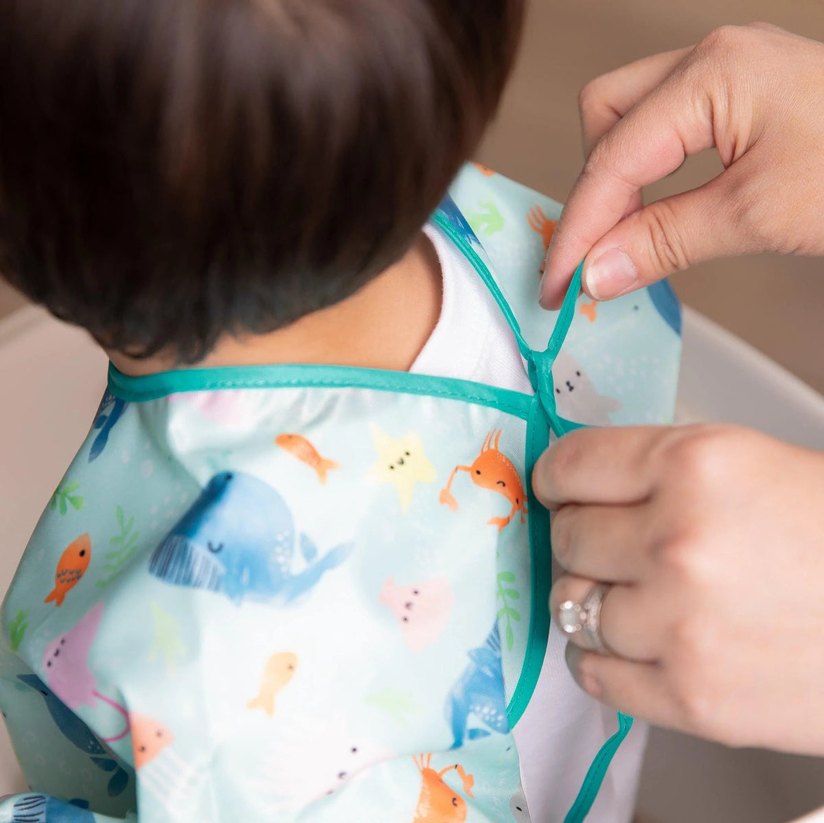 Bumkins Value | Ocean Theme Sleeved Bib For Meals At Home or On-The-Go