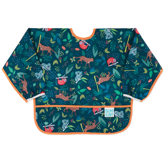 Bumkins Trusted | Baby Bibs with Sleeves + Cute Jungle Animals! 6 to 24 mos