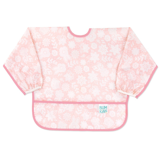 Bumkins Sale | Lace Print Back-tie Sleeved Bib For Messy Eaters