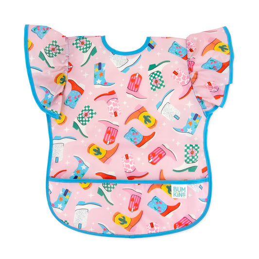 Bumkins Customer Favorite | Cowgirl Boots Print Apron Bib | Stain and Odor Resistant