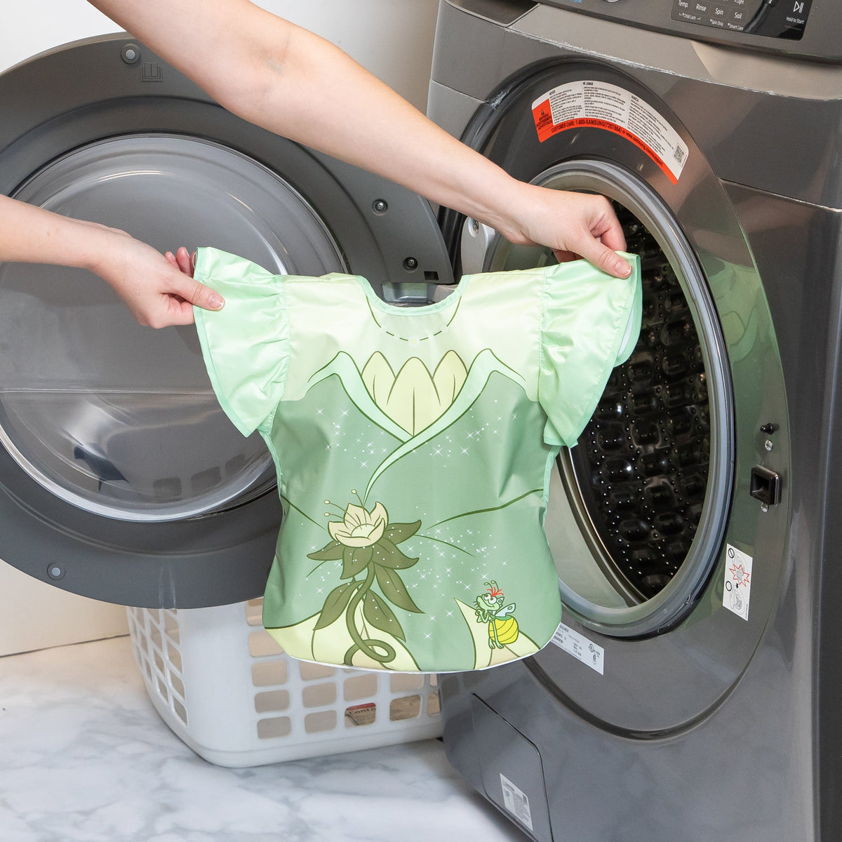 Bumkins Essential | Disney Princess Tiana Apron Bib, Ruffled, Waterproof