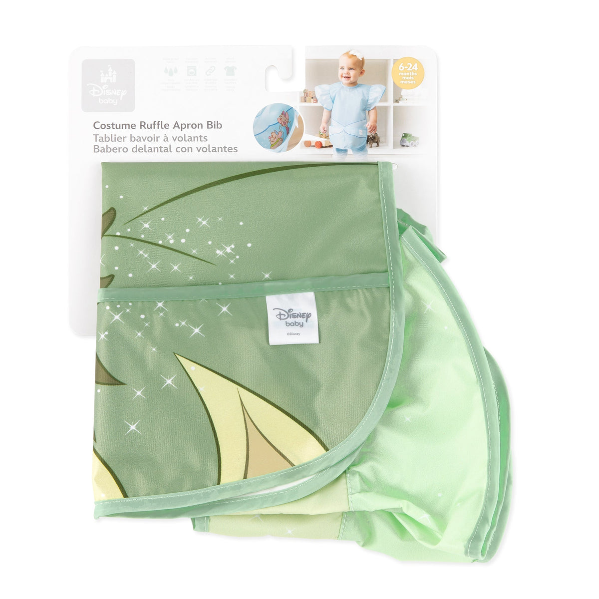 Bumkins Essential | Disney Princess Tiana Apron Bib, Ruffled, Waterproof