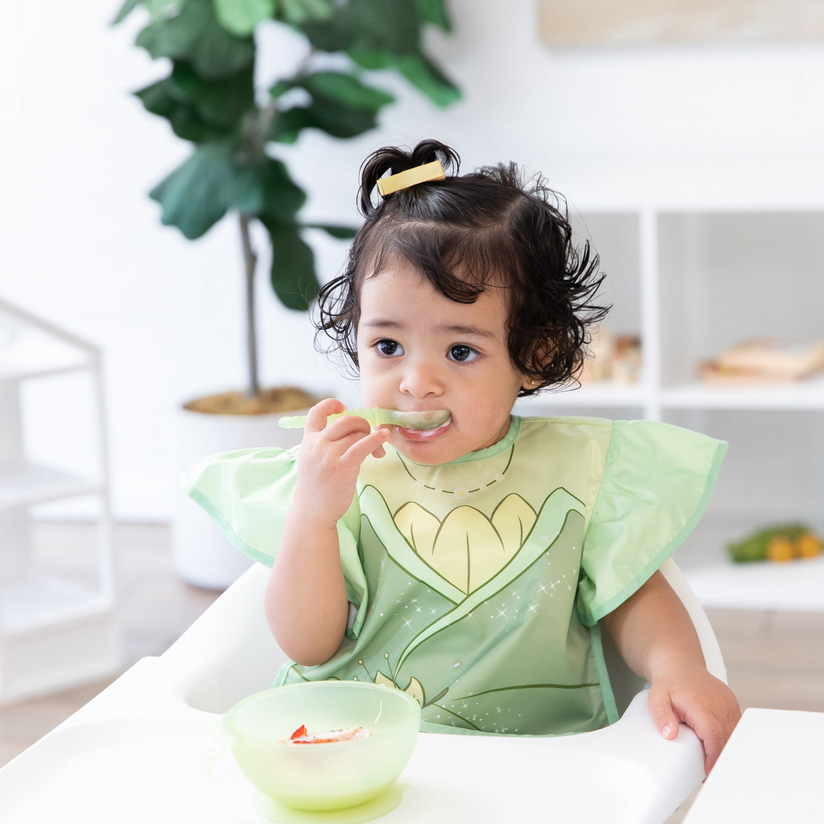 Bumkins Essential | Disney Princess Tiana Apron Bib, Ruffled, Waterproof