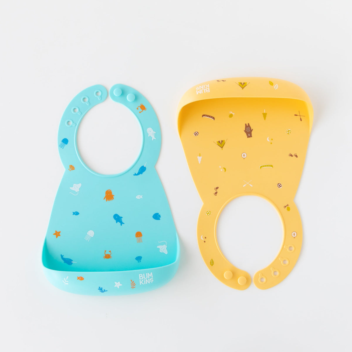 Bumkins Great Value | Silicone Bib 2 Pack: Ocean Life and Camp Gear