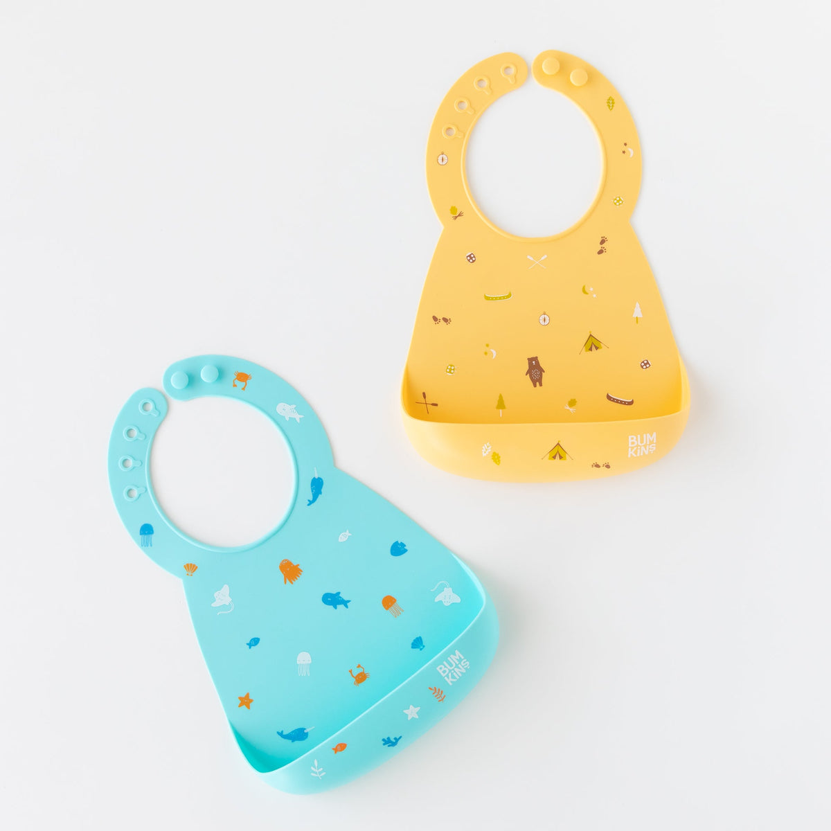 Bumkins Great Value | Silicone Bib 2 Pack: Ocean Life and Camp Gear