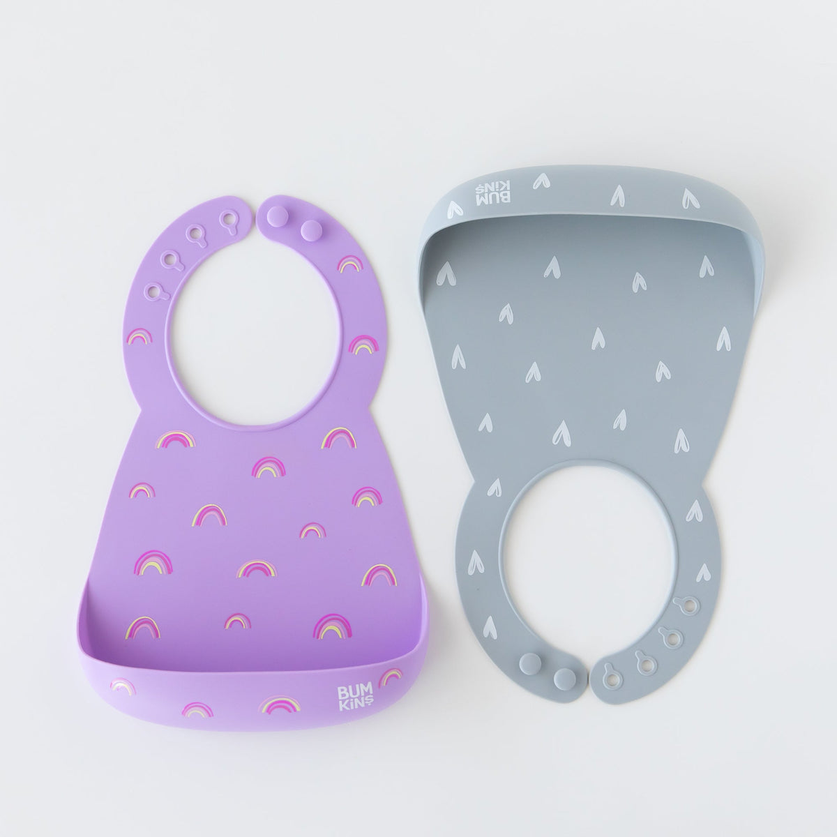 Bumkins Quality | Silicone Bib 2 Pack: Hearts and Rainbows