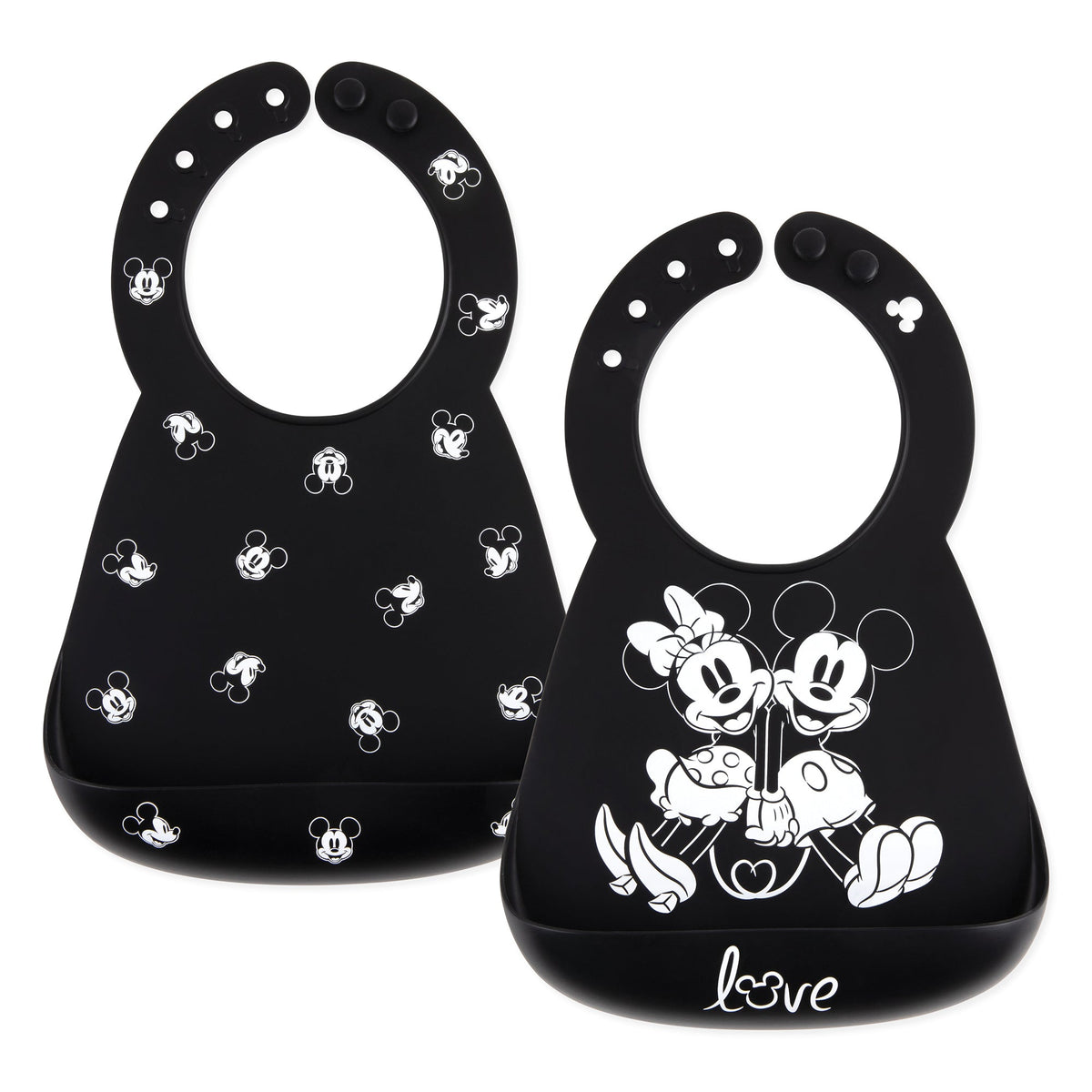Bumkins Premium | Silicone Bib 2 Pack: Mickey and Minnie Mouse