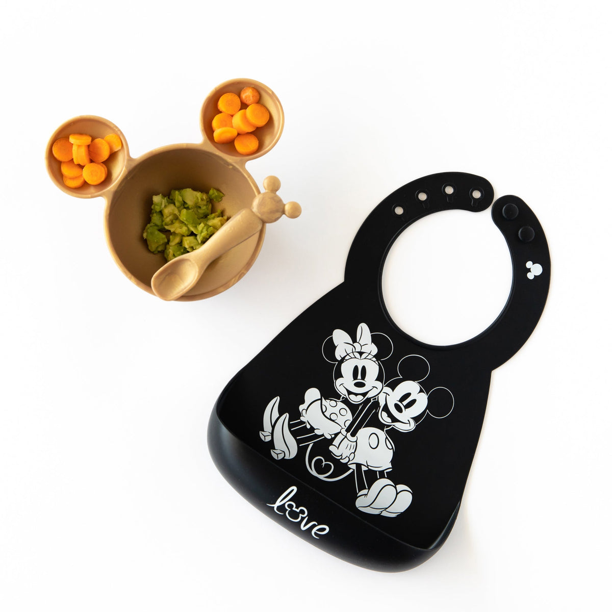 Bumkins Premium | Silicone Bib 2 Pack: Mickey and Minnie Mouse