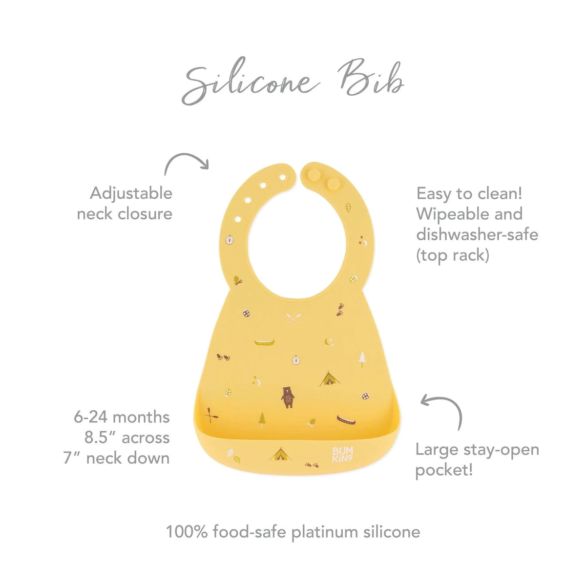 Bumkins Value | Cute Camp Gear Silicone Baby Feeding Bibs 6-24 Months