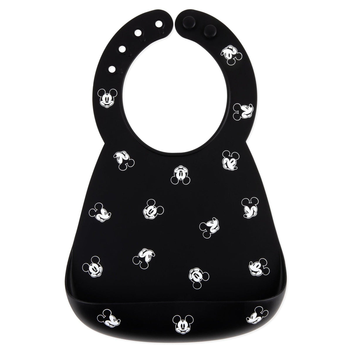 Bumkins Smart Buy | Mickey Mouse Black and White Silicone Bib +Catch-All Pocket