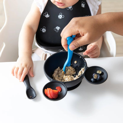 Bumkins Smart Buy | Mickey Mouse Black and White Silicone Bib +Catch-All Pocket