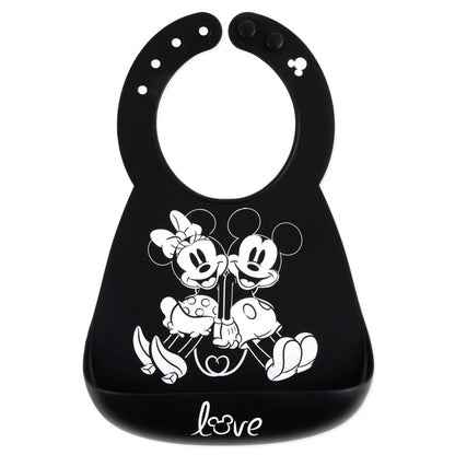 Bumkins Top Pick | Mickey and Minnie Love Print B+W Silicone Bib For 6-24 Mos