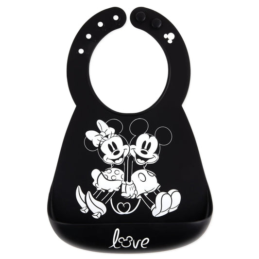 Bumkins Top Pick | Mickey and Minnie Love Print B+W Silicone Bib For 6-24 Mos