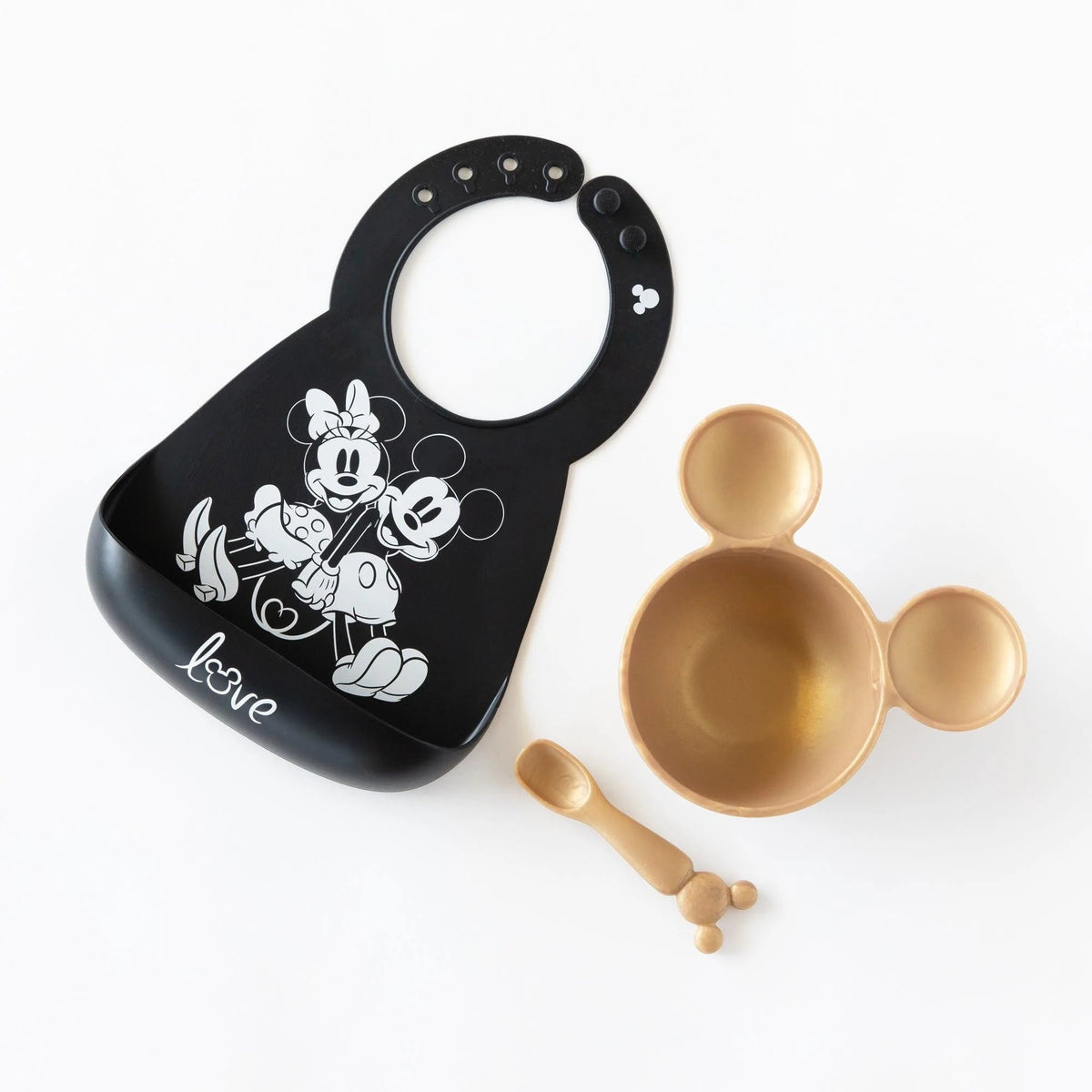 Bumkins Top Pick | Mickey and Minnie Love Print B+W Silicone Bib For 6-24 Mos