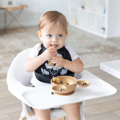 Bumkins Top Pick | Mickey and Minnie Love Print B+W Silicone Bib For 6-24 Mos