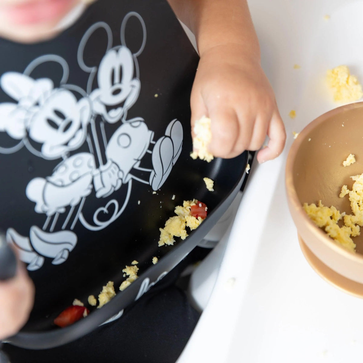 Bumkins Top Pick | Mickey and Minnie Love Print B+W Silicone Bib For 6-24 Mos