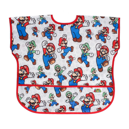 Bumkins Best Seller | Super Mario & Luigi Short Sleeve Junior Bib for Baby & Toddler | Nintendo Baby