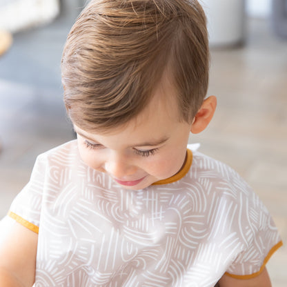 Bumkins Smart Buy | Neutral Boho Short Sleeve Junior Bib For Toddlers 1-3 yrs