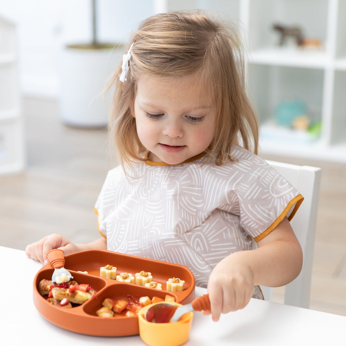Bumkins Smart Buy | Neutral Boho Short Sleeve Junior Bib For Toddlers 1-3 yrs