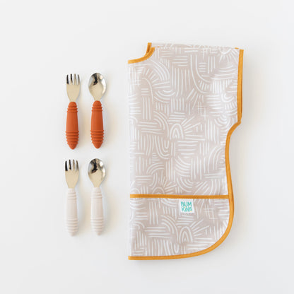 Bumkins Smart Buy | Neutral Boho Short Sleeve Junior Bib For Toddlers 1-3 yrs
