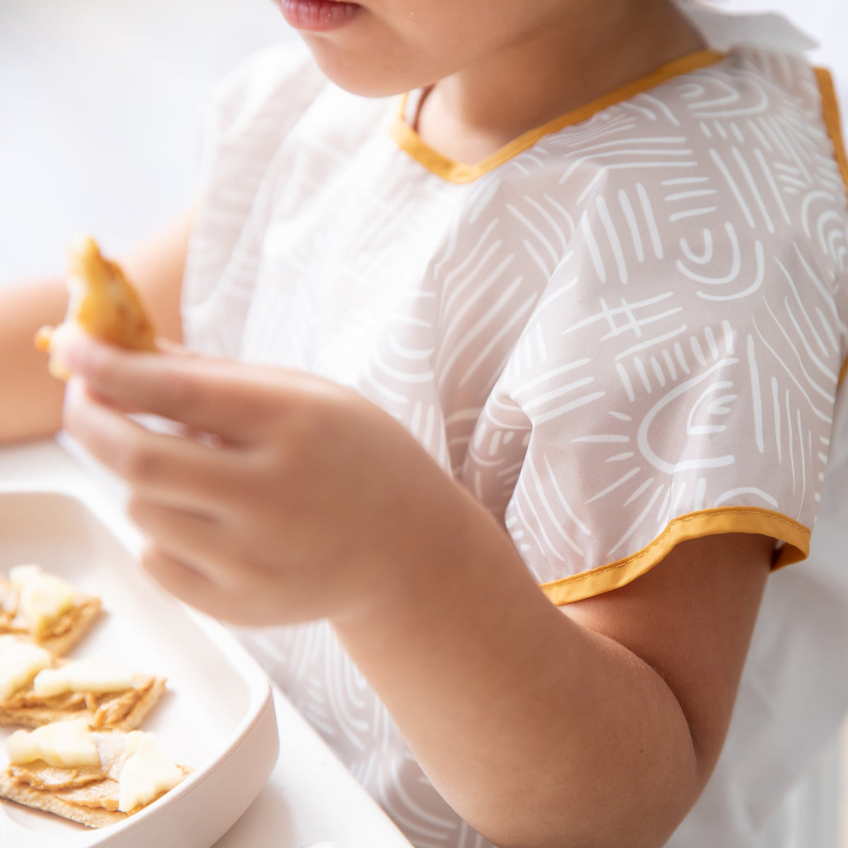 Bumkins Smart Buy | Neutral Boho Short Sleeve Junior Bib For Toddlers 1-3 yrs
