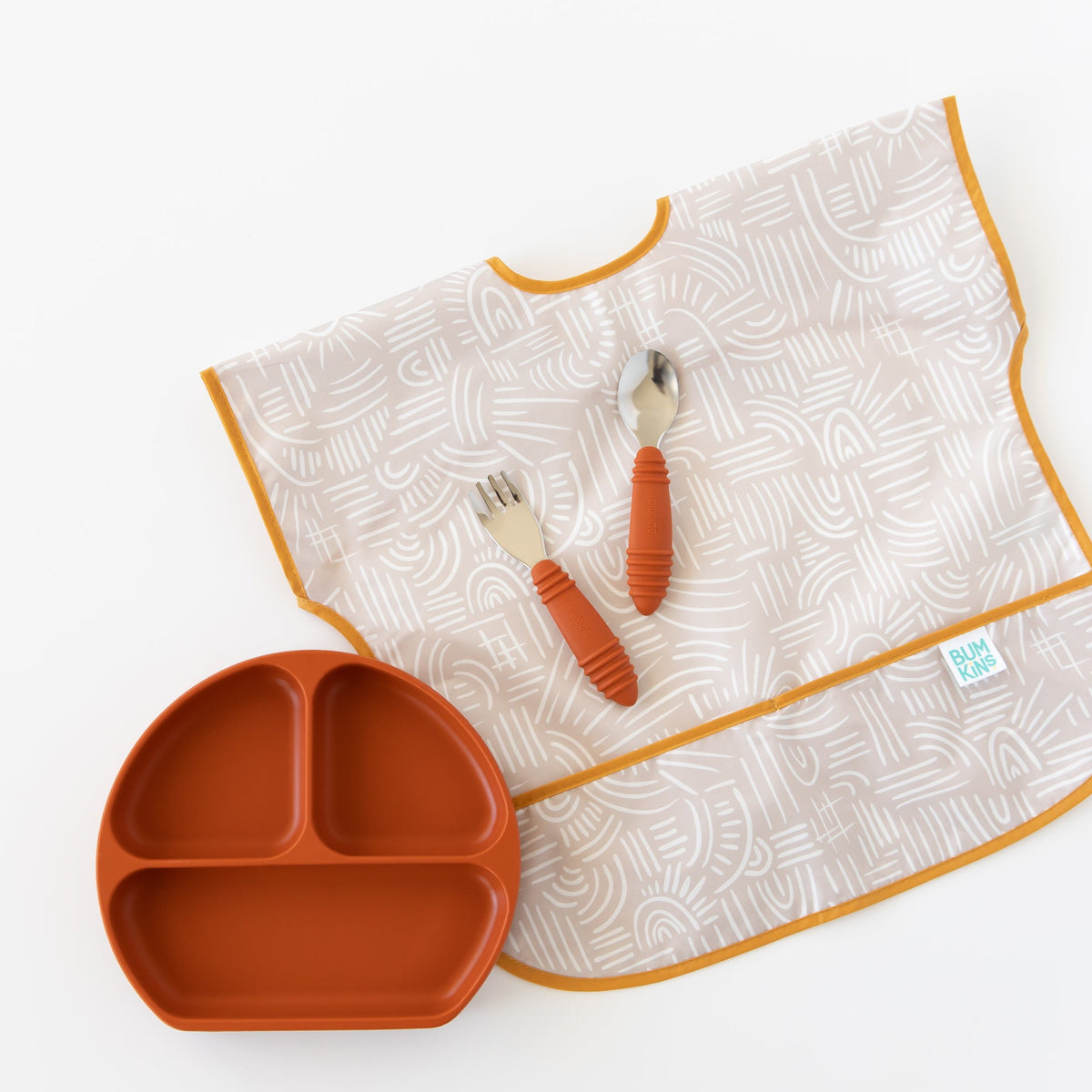 Bumkins Smart Buy | Neutral Boho Short Sleeve Junior Bib For Toddlers 1-3 yrs