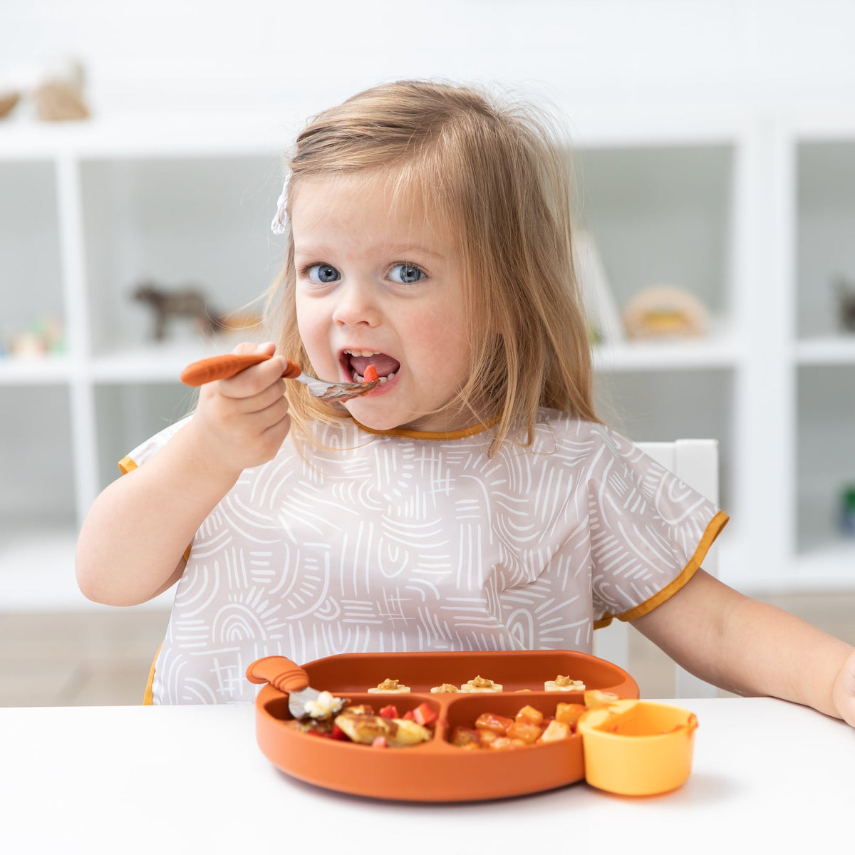 Bumkins Smart Buy | Neutral Boho Short Sleeve Junior Bib For Toddlers 1-3 yrs