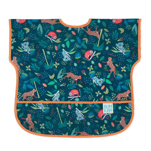 Bumkins Best Seller | Short Sleeve Jungle Print Feeding Bib For Toddlers 1-3 yrs