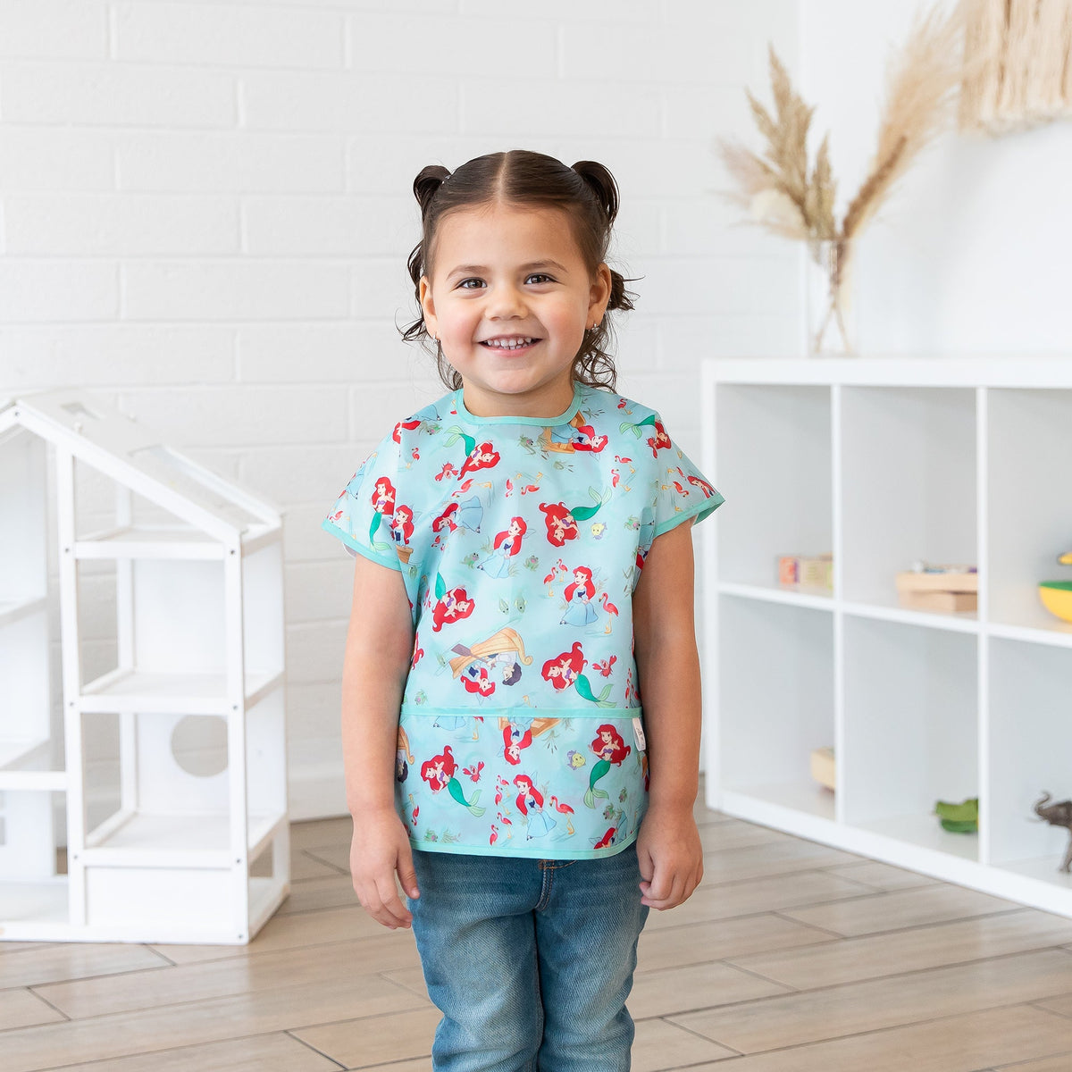 Bumkins Premium | Disney Princess Ariel Short-Sleeved Toddler Bib | 1-3 Yrs