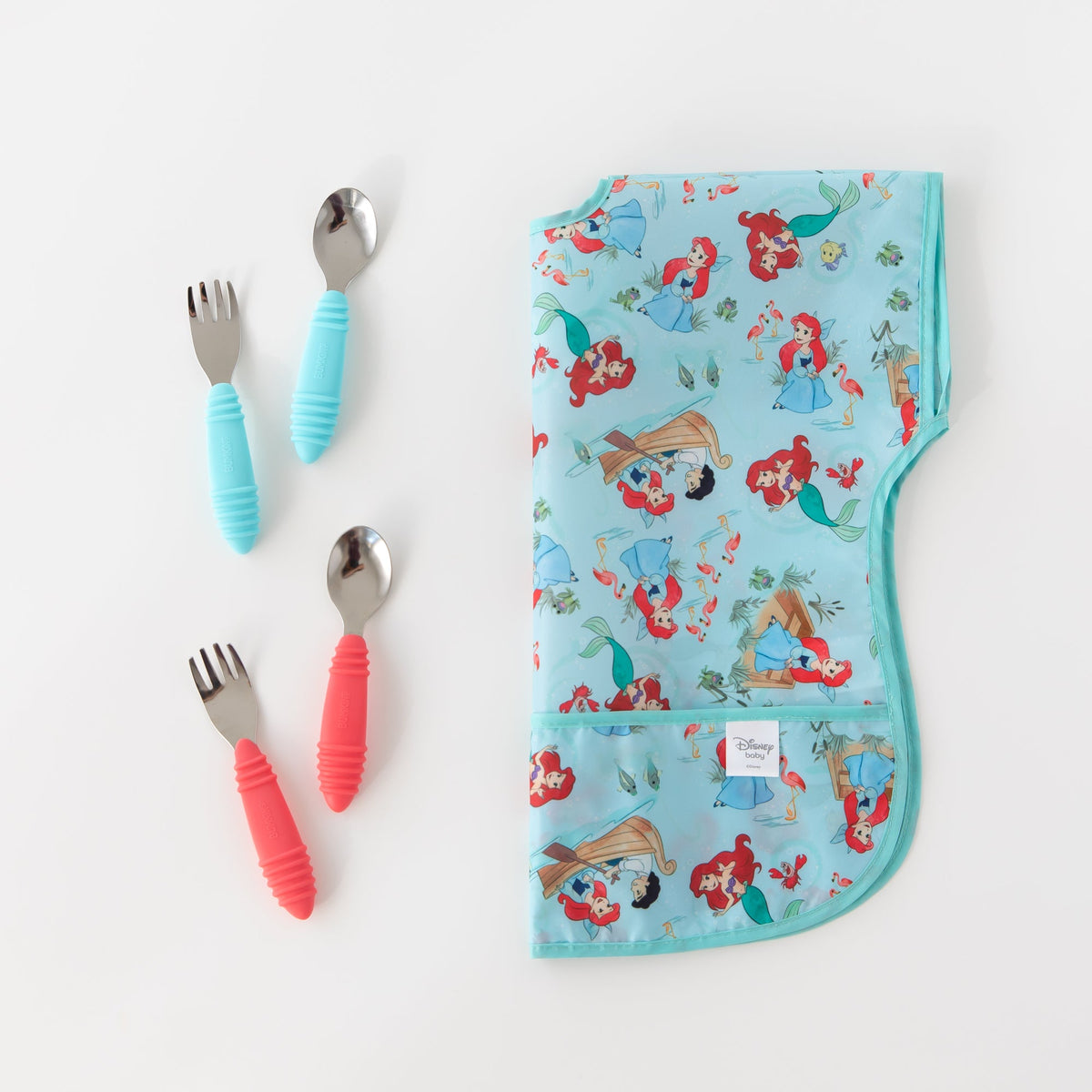 Bumkins Premium | Disney Princess Ariel Short-Sleeved Toddler Bib | 1-3 Yrs