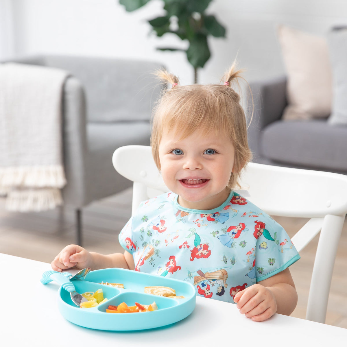 Bumkins Premium | Disney Princess Ariel Short-Sleeved Toddler Bib | 1-3 Yrs