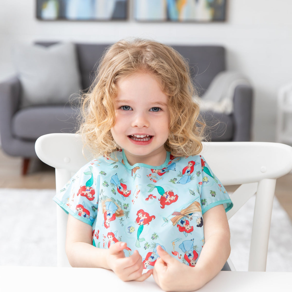 Bumkins Premium | Disney Princess Ariel Short-Sleeved Toddler Bib | 1-3 Yrs