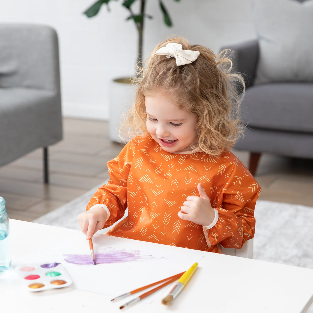Bumkins Premium | Grounded Long-Sleeved Boho Art Smock, Waterproof Fabric