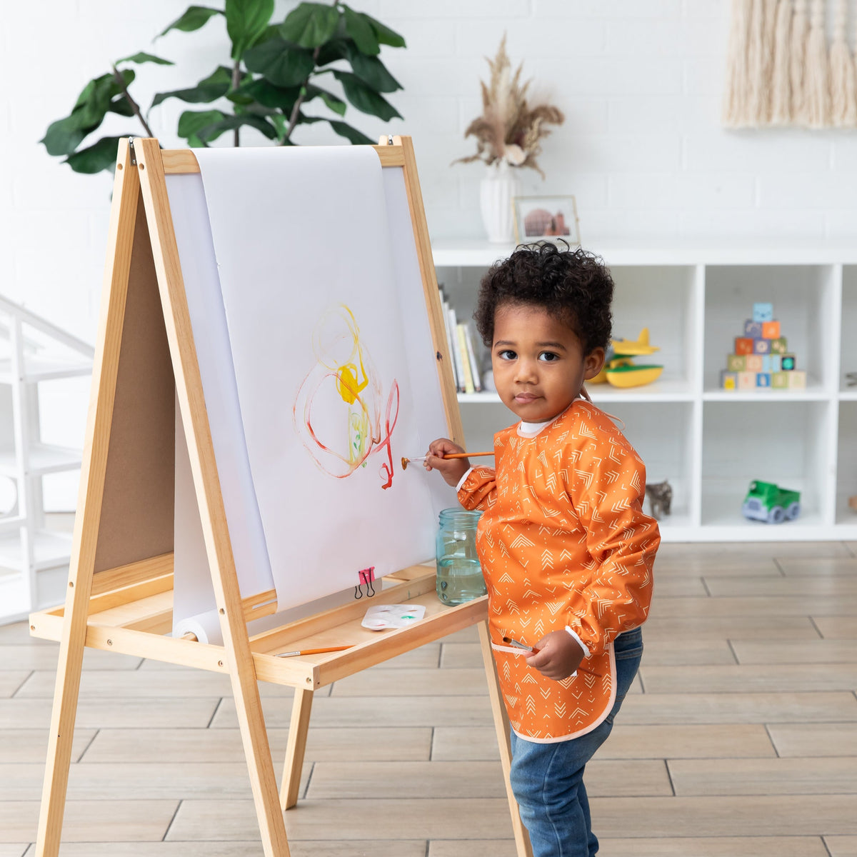 Bumkins Premium | Grounded Long-Sleeved Boho Art Smock, Waterproof Fabric